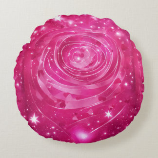 Roze Bloem Print Rond Kussen. Kussen