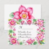 Roze Bloem Reactiekaart Met Maaltijdopties RSVP Kaartje (Voorkant / Achterkant)