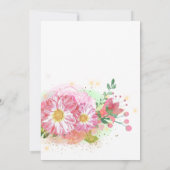 Roze Bloem Regenboog Eenhoorn Virtuele Baby Shower Kaart (Achterkant)