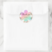 Roze bloem regenboog gradiënt bloemen verjaardagsf ronde sticker (Tas)