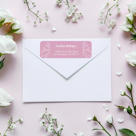 Roze Bloem Retouradres Etiket