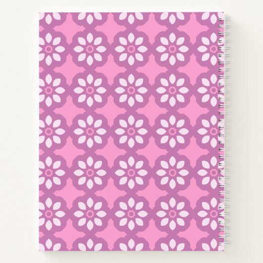 Roze Bloem Retro Notitieboek (Achterkant)