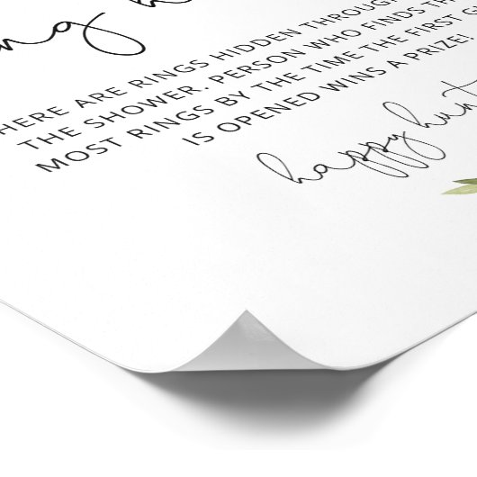 Roze bloem ring jacht bruidsdouche spel poster (Hoek)