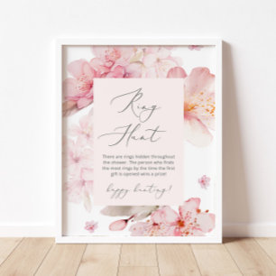 Roze bloem ring jacht bruiloft spel pos poster