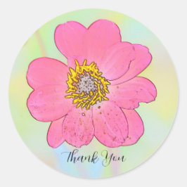 Roze Bloem  Ronde Sticker