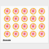 Roze bloem ronde sticker (Vel)