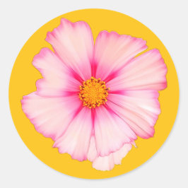 Roze bloem ronde sticker