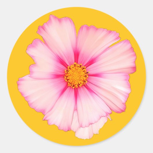 Roze bloem ronde sticker (Voorkant)