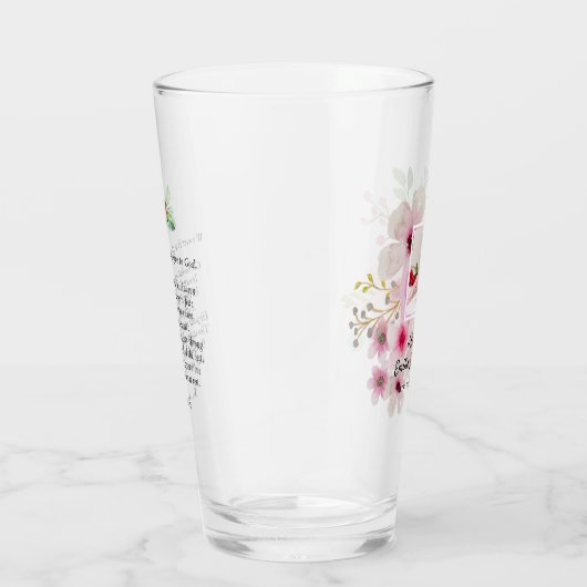 Roze Bloem Roos FOTO DOOP Doopfeest Meisjes Naam Glas (Rechts)