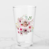 Roze Bloem Roos FOTO DOOP Doopfeest Meisjes Naam Glas (Voorkant)