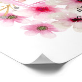 Roze Bloem Roos FOTO DOOP Doopfeest Meisjes Naam Poster (Hoek)