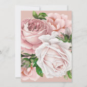 Roze Bloem Roze Goud Glitter Bruiloft Feest Kaart (Achterkant)