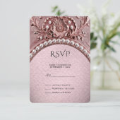 Roze Bloem RSVP Kaart (Staand voorkant)