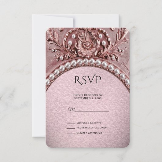 Roze Bloem RSVP Kaart (Voorkant)