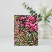 Roze bloem RSVP kaartje (Staand voorkant)