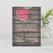 Roze Bloem, Rustiek Land 40ste Verjaardagsfeest Kaart (Staand voorkant)