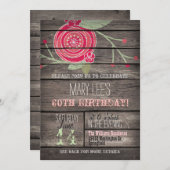 Roze Bloem, Rustiek Land 60ste Verjaardagsfeest Kaart (Voorkant / Achterkant)