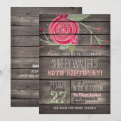 Roze Bloem, Rustiek Land 80ste Verjaardagsfeest Kaart (Voorkant / Achterkant)