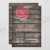 Roze Bloem, Rustiek Land 90ste Verjaardagsfeest Kaart (Voorkant / Achterkant)