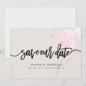 Roze Bloem | Save The Date Aankondiging (Voorkant / Achterkant)