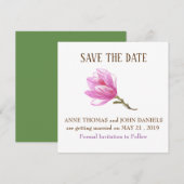 Roze Bloem Save the Date Kaarten (Voorkant / Achterkant)