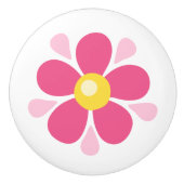 Roze bloem - schattig kinderdecor voor kinderen keramische knop (Voorkant)