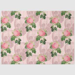 Roze Bloem Schedel Serie Design 9 Tissuepapier