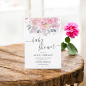 Roze Bloem Script Meisje Baby shower Kaart