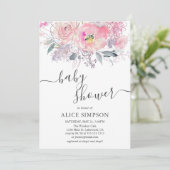Roze Bloem Script Meisje Baby shower Kaart (Staand voorkant)
