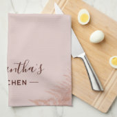 Roze Bloem Script Terracotta gepersonaliseerd Theedoek (Quarter Fold)