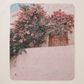 Roze bloem sherpa deken