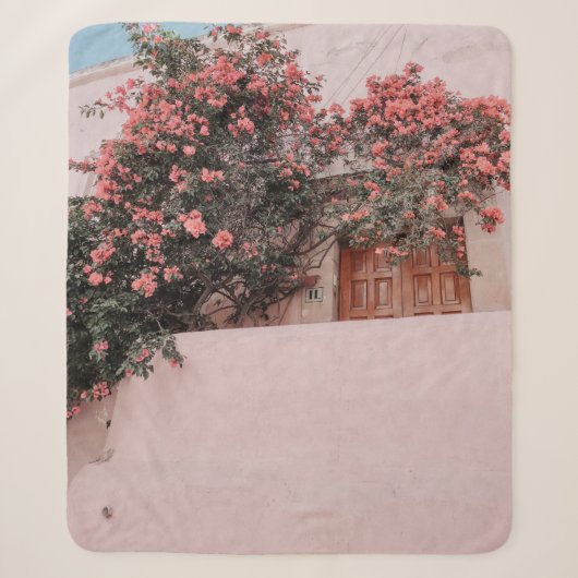Roze bloem sherpa deken (Voorkant)
