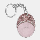 Roze Bloem Sleutelhanger (Voorkant Links)