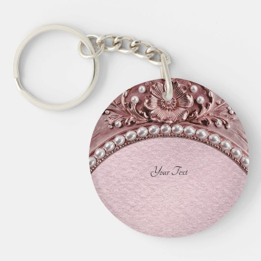 Roze Bloem Sleutelhanger (Voorkant)