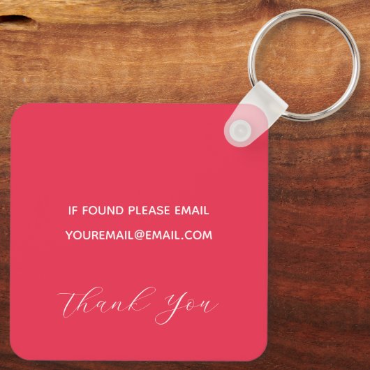 Roze Bloem Sleutelhanger met Monogram (Achterkant)