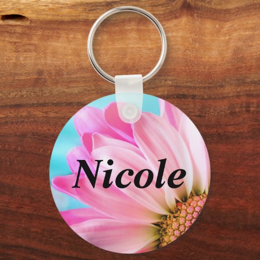 Roze bloem Sleutelhanger - Nicole (Voorkant)
