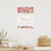 Roze bloem slingerlichten Witte trouw huwelijks we Poster (Keuken)