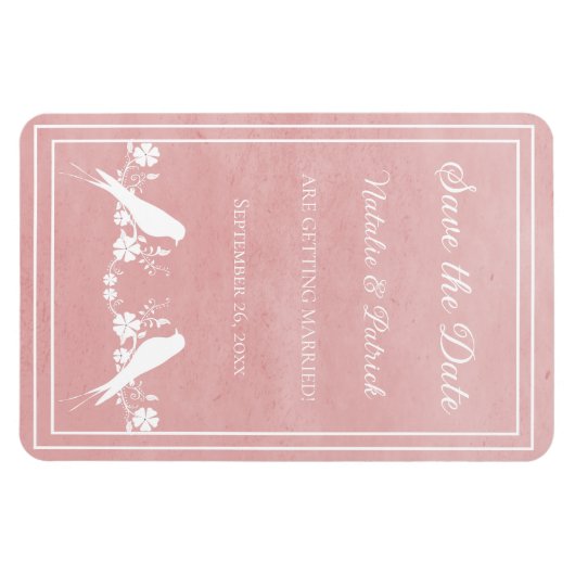 Roze bloem sparen de Datum Magnet Magneet (Horizontaal)