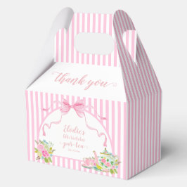 Roze Bloem Streep Laten we een Par-tea verjaardags Bedankdoosjes