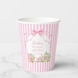 Roze Bloem Streep Laten we Par-tea Verjaardag Papieren Bekers