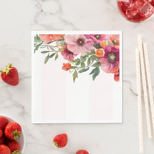 Roze bloem streep Lunch Servet (Insitu)