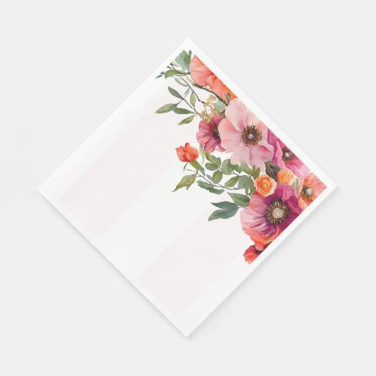 Roze bloem streep Lunch Servet (Hoek)