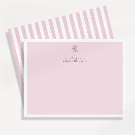 Roze bloem & Strepen een briefje van platte notiti Kaart