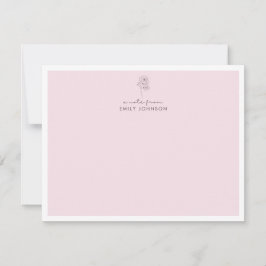 Roze bloem & strepen een notitie van Flat Note Kaa Kaart