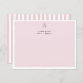 Roze bloem & strepen een notitie van Flat Note Kaa Kaart (Voorkant / Achterkant)