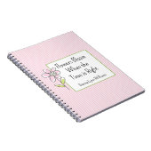 Roze Bloem Strepen Monogram Notitieboek (Rechterzijde)