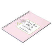 Roze Bloem Strepen Monogram Notitieboek (Linkerzijde)