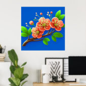 🌸 Roze Bloem Tak Muur Decoratie Poster 🌸 (Thuiskantoor)