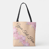 Roze bloem tas met eigen tekst – Gepersonaliseerd (Achterkant)