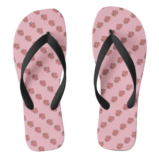 Roze bloem teenslippers (Voetbed)